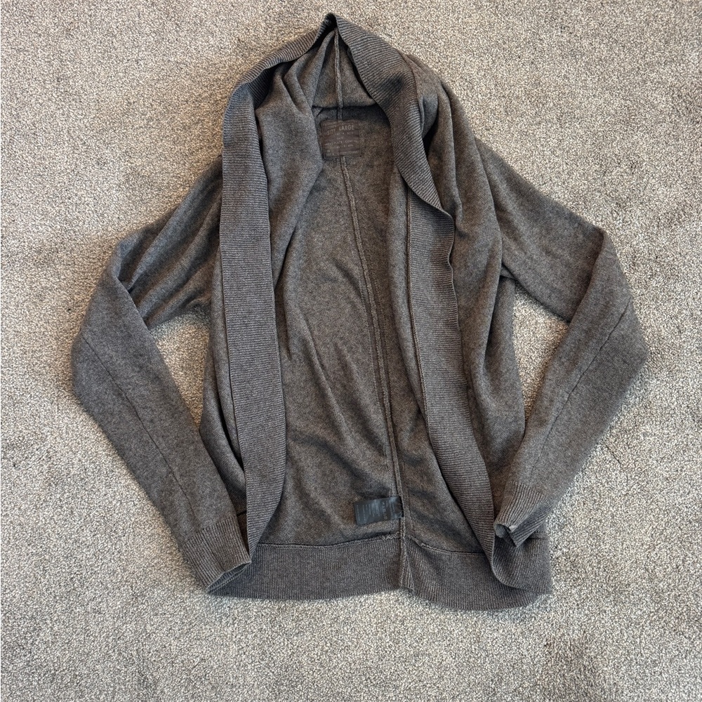 Allsaints Spitalfields grey wool and cotton cardigan sweater